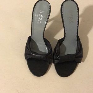 BCBG Black Leather Mule Sandal - with box